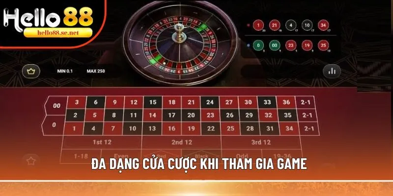 Roulette: Khám phá luật chơi game casino cụ thể nhất 2 Đa dạng cửa cược khi tham gia game