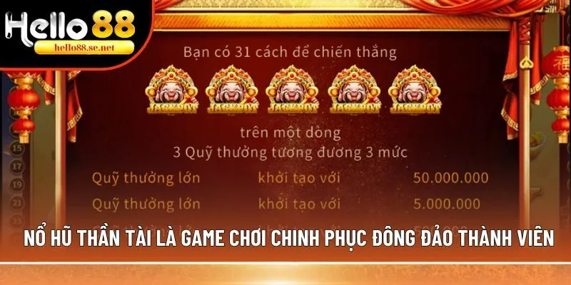 Nổ hũ Thần Tài kho biểu tượng hấp dẫn, tính năng đa dạng 1 Nổ hũ Thần Tài là game chơi chinh phục đông đảo thành viên